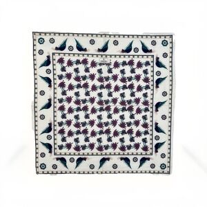 Vintage Ferrell Reed Sailboat Palm Tree Pocket Square 100% Cotton Italy